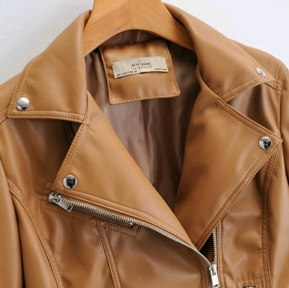 Lapel collar zip up PU jacket - Picture 4 of 4